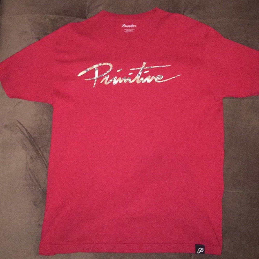 Primitive Red T-Shirt with snake-print logo